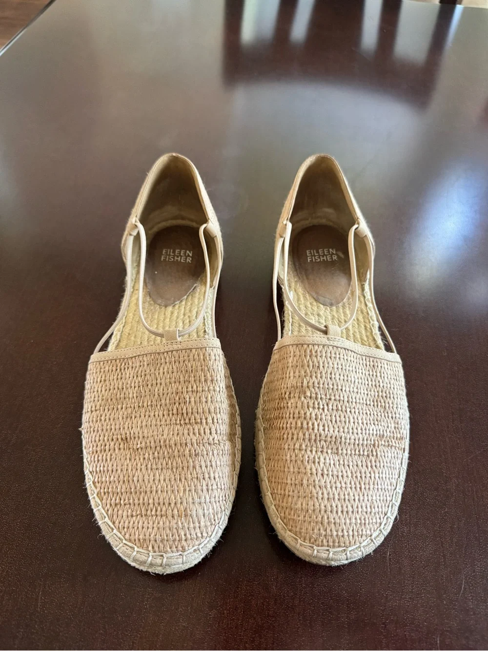 Eileen Fisher Natural Woven Espadrille Slingback Flats